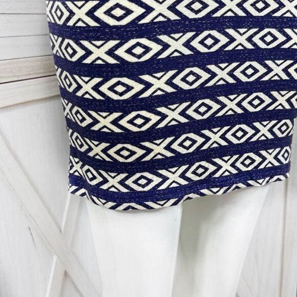 Billabong Tribal Geometric Print Stretchy Knit Mini Skirt Blue White Small - Picture 6 of 11